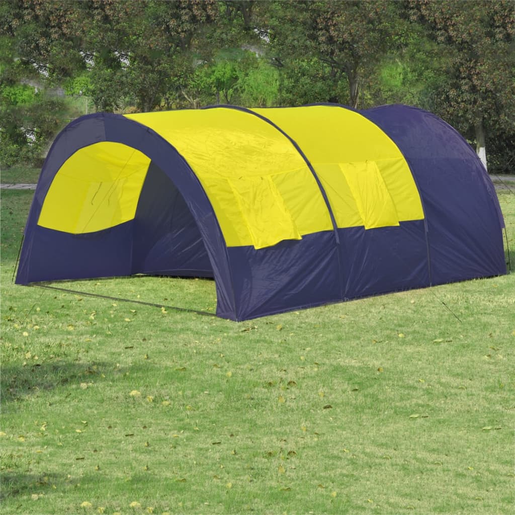 vidaXL Tenda da Campeggio in Poliestere per 6 Persone Blu e Giallo