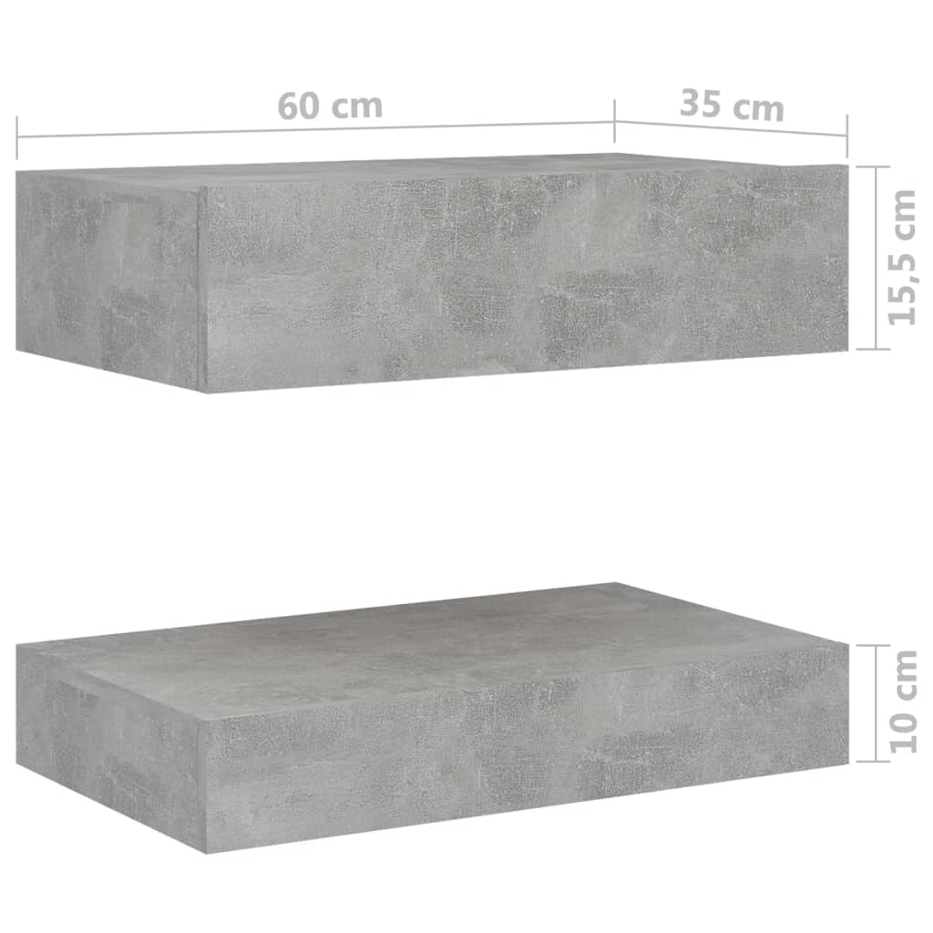 vidaXL Comodino Grigio Cemento 60x35 cm in Truciolato