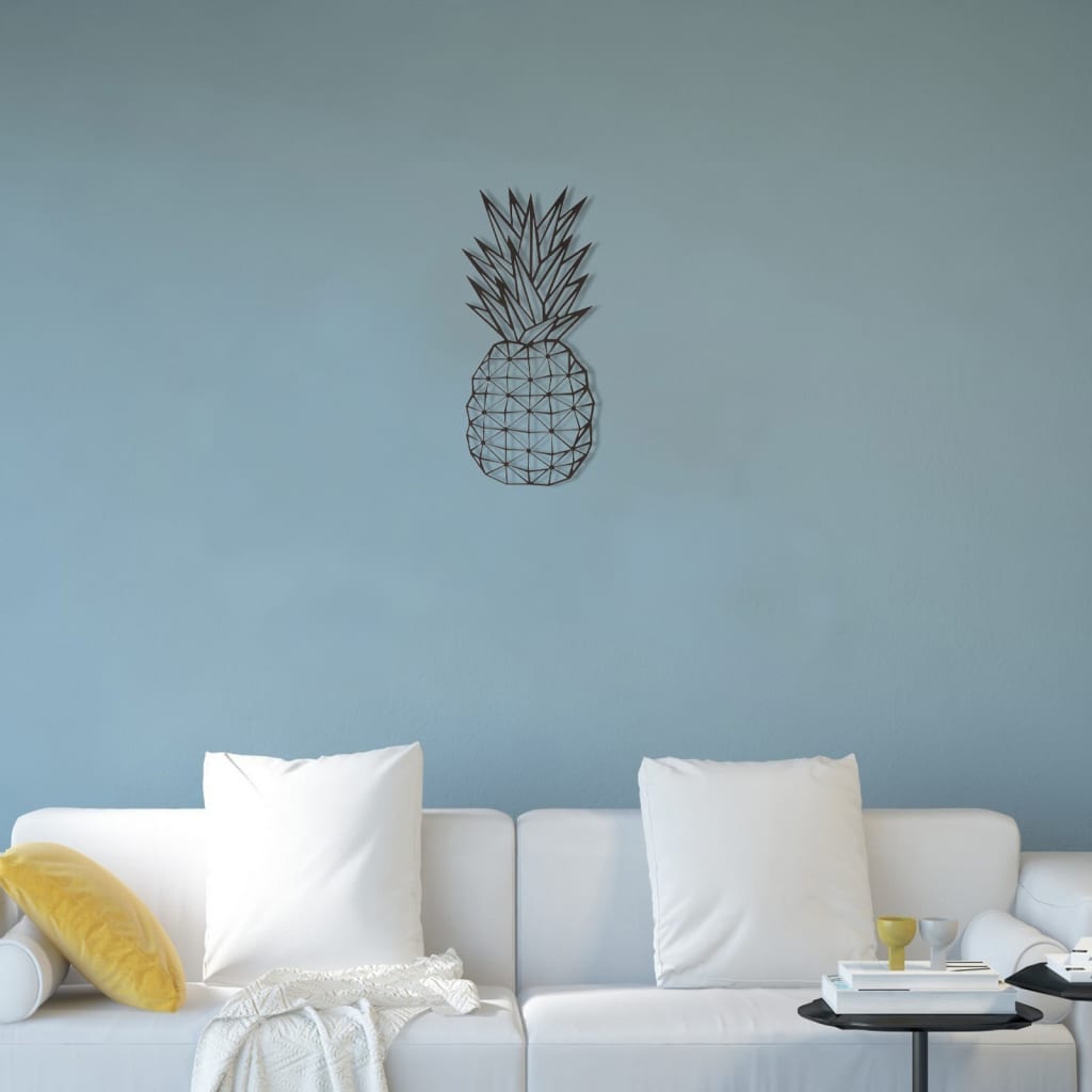 Homemania Decorazione da Parete Ananas 22x55 cm in Acciaio Nero