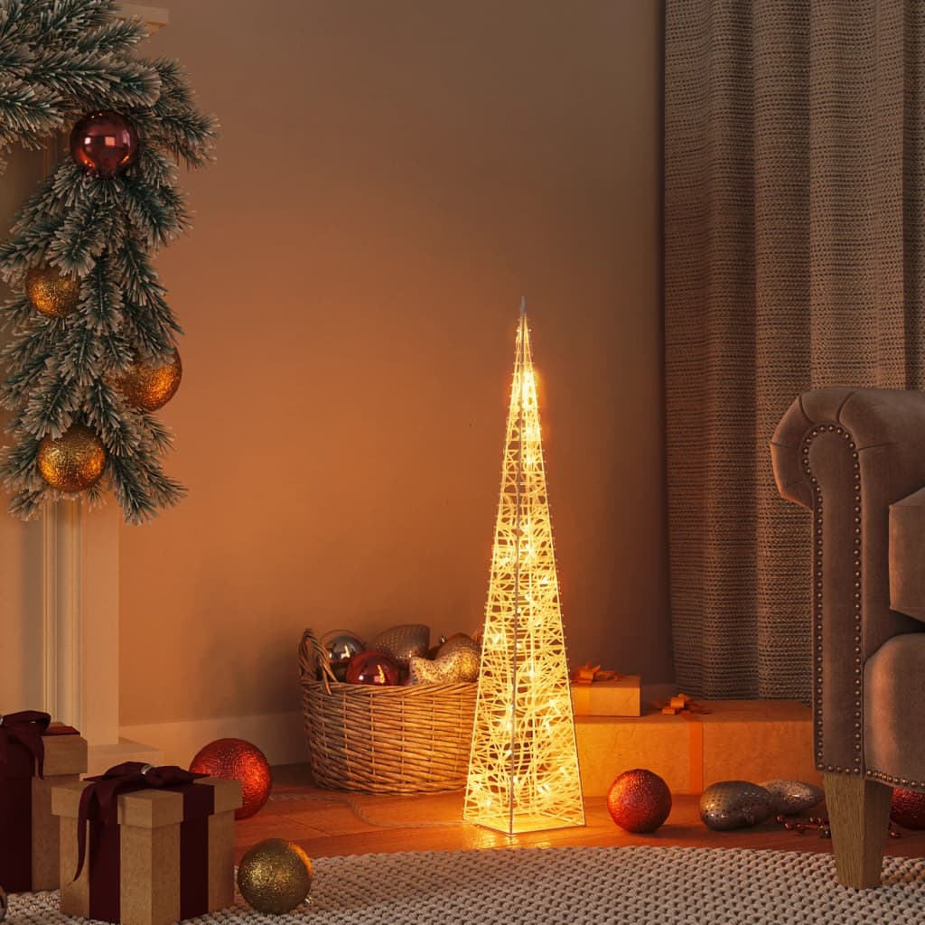 vidaXL Cono di Luce di Natale 30 LED Bianco Caldo 60 cm in Acrilico