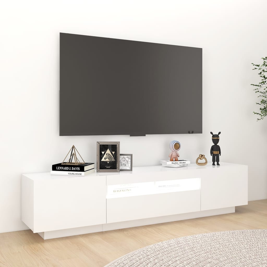 vidaXL Mobile Porta TV con Luci LED Bianco 180x35x40 cm