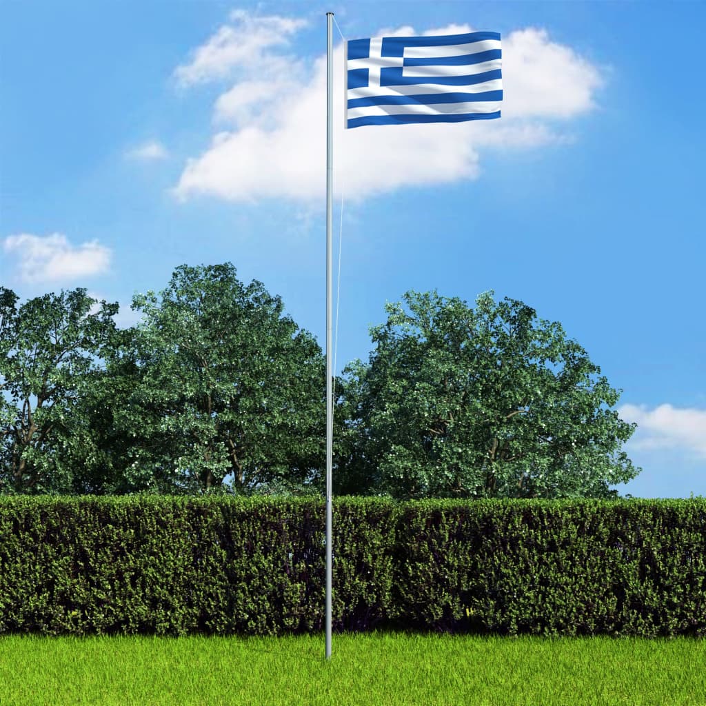 vidaXL Bandiera della Grecia con Pennone in Alluminio 6,2 m