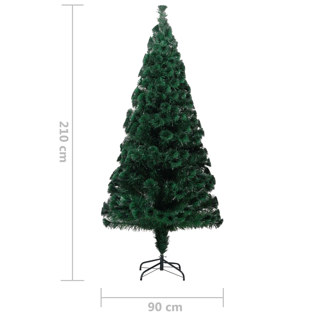 vidaXL Albero di Natale con Supporto Verde 210 cm in Fibra Ottica