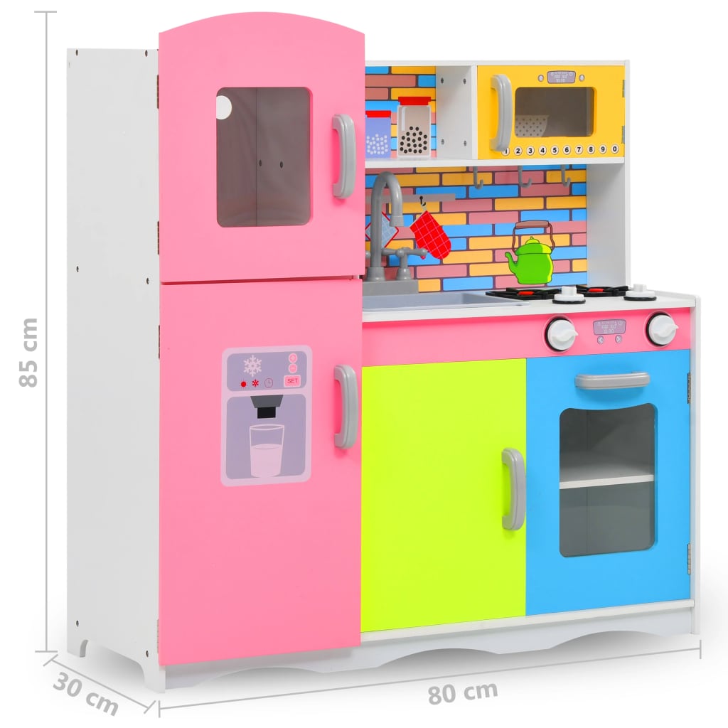 vidaXL Cucina Giocattolo per Bambini in MDF 80x30x85 cm Multicolore