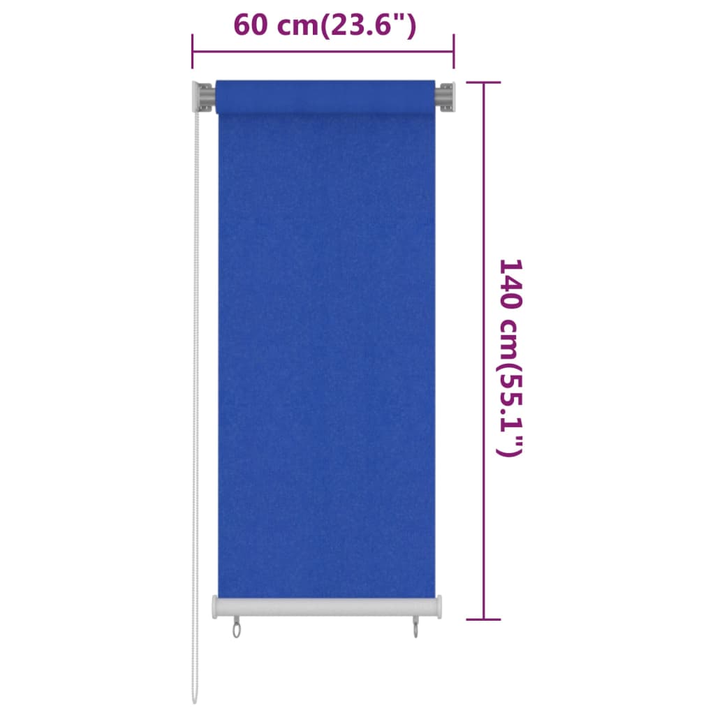 vidaXL Tenda a Rullo per Esterni 60x140 cm Blu HDPE