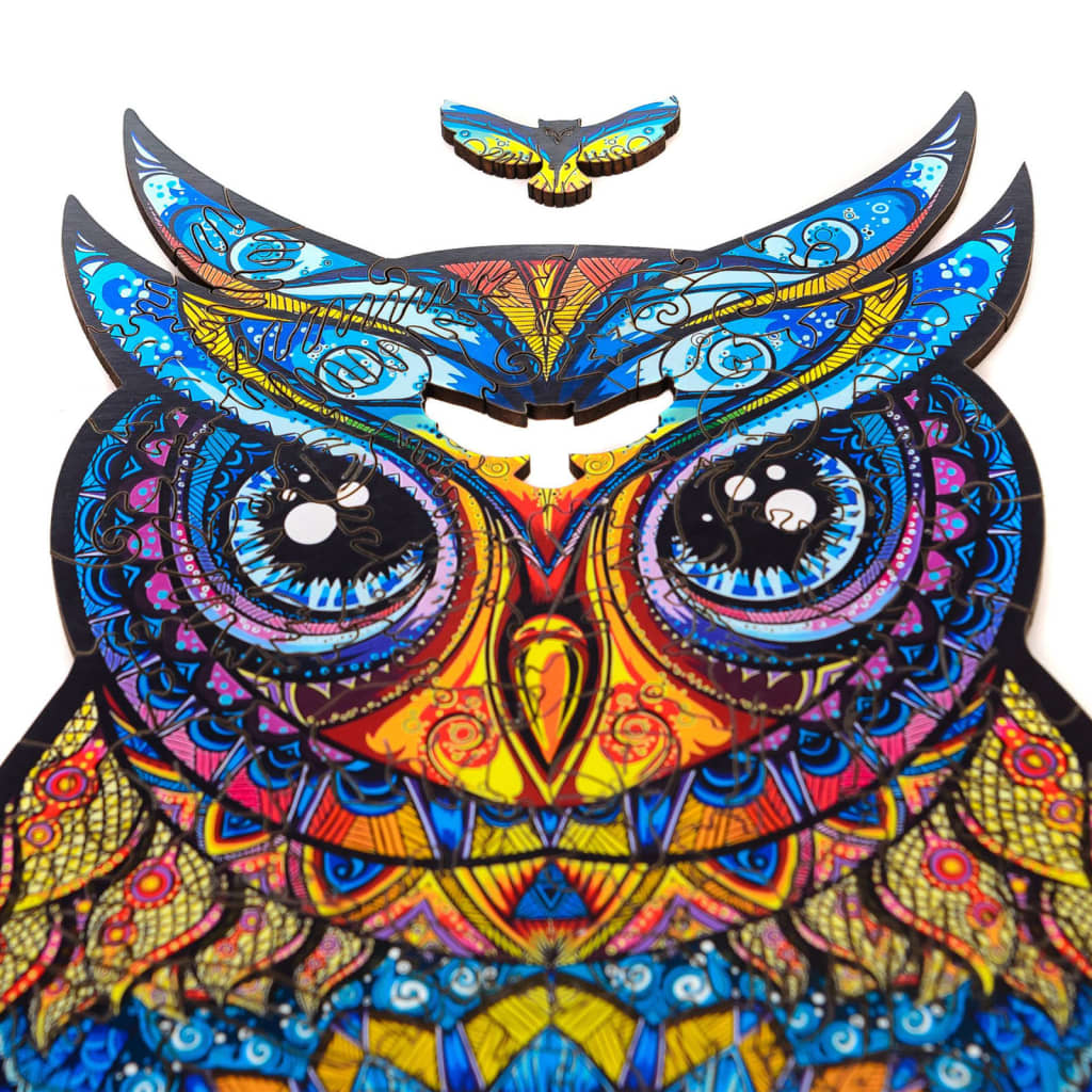 UNIDRAGON Puzzle in Legno 186 pz Charming Owl Medio 21x35 cm