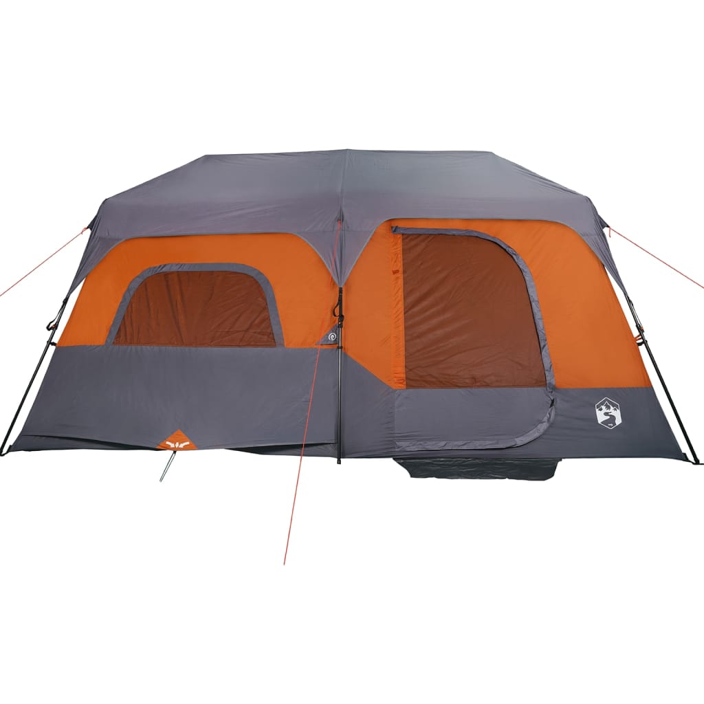 vidaXL Tenda Campeggio 9 Persone Grigio e Arancione Impermeabile