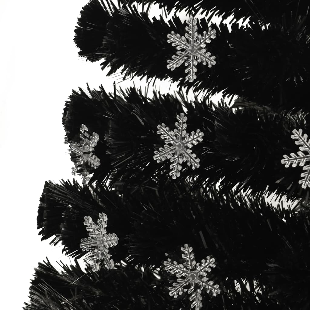 vidaXL Albero Natale con Fiocchi di Neve a LED Nero 210cm Fibra Ottica