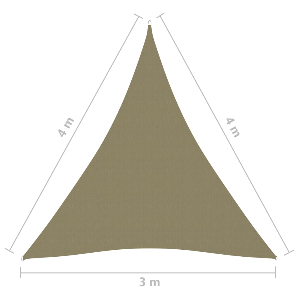 vidaXL Parasole a Vela Oxford Triangolare 3x4x4 m Beige