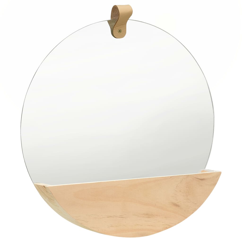 vidaXL Specchio da Parete in Legno Massello di Pino 35 cm