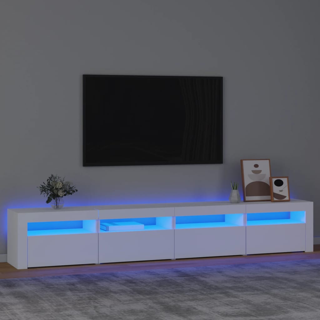 vidaXL Mobile Porta TV con Luci LED Bianco 240x35x40 cm