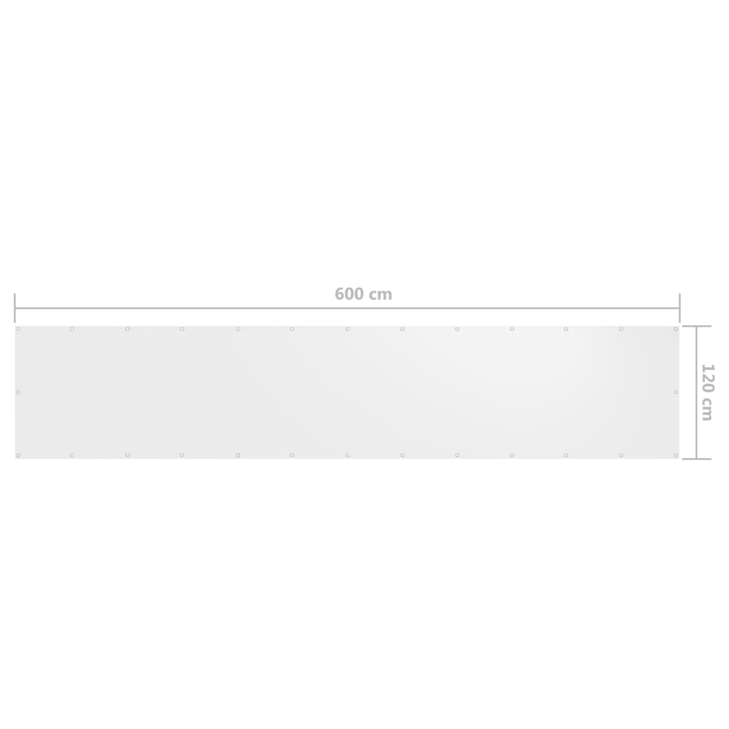 vidaXL Paravento Balcone Bianco 120x600 cm in Tessuto Oxford
