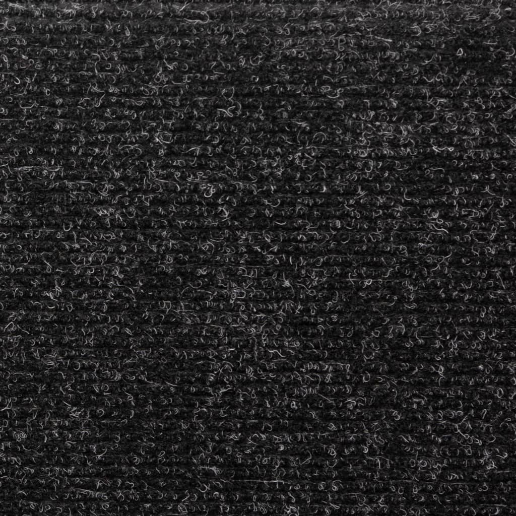 vidaXL Tappetini per Scale Tessuto Agugliato 15 pz 65x21x4 cm Neri