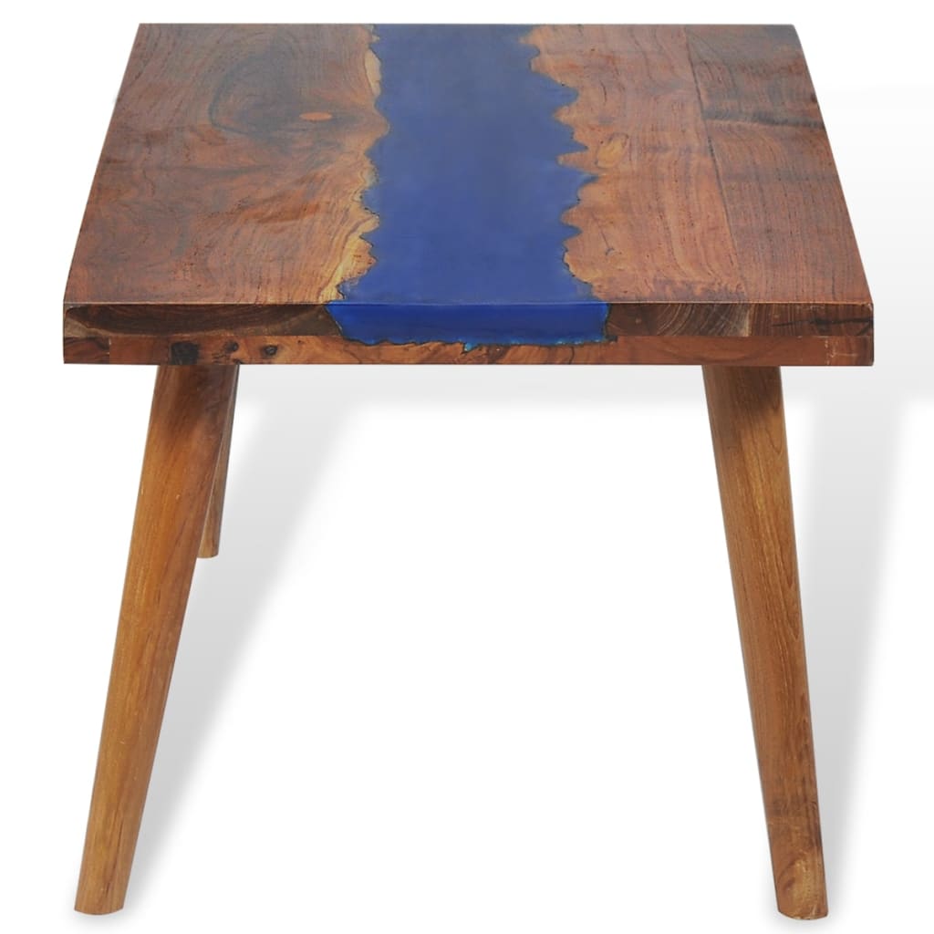 vidaXL Tavolino da Salotto in Legno di Teak e Resina 100x50x40 cm