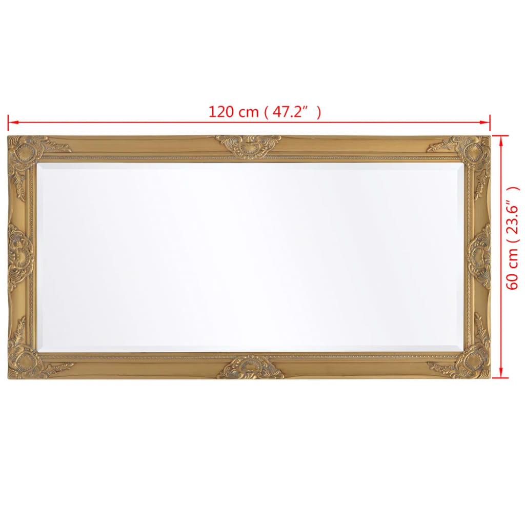 vidaXL Specchio da Parete Stile Barocco 120x60 cm Oro