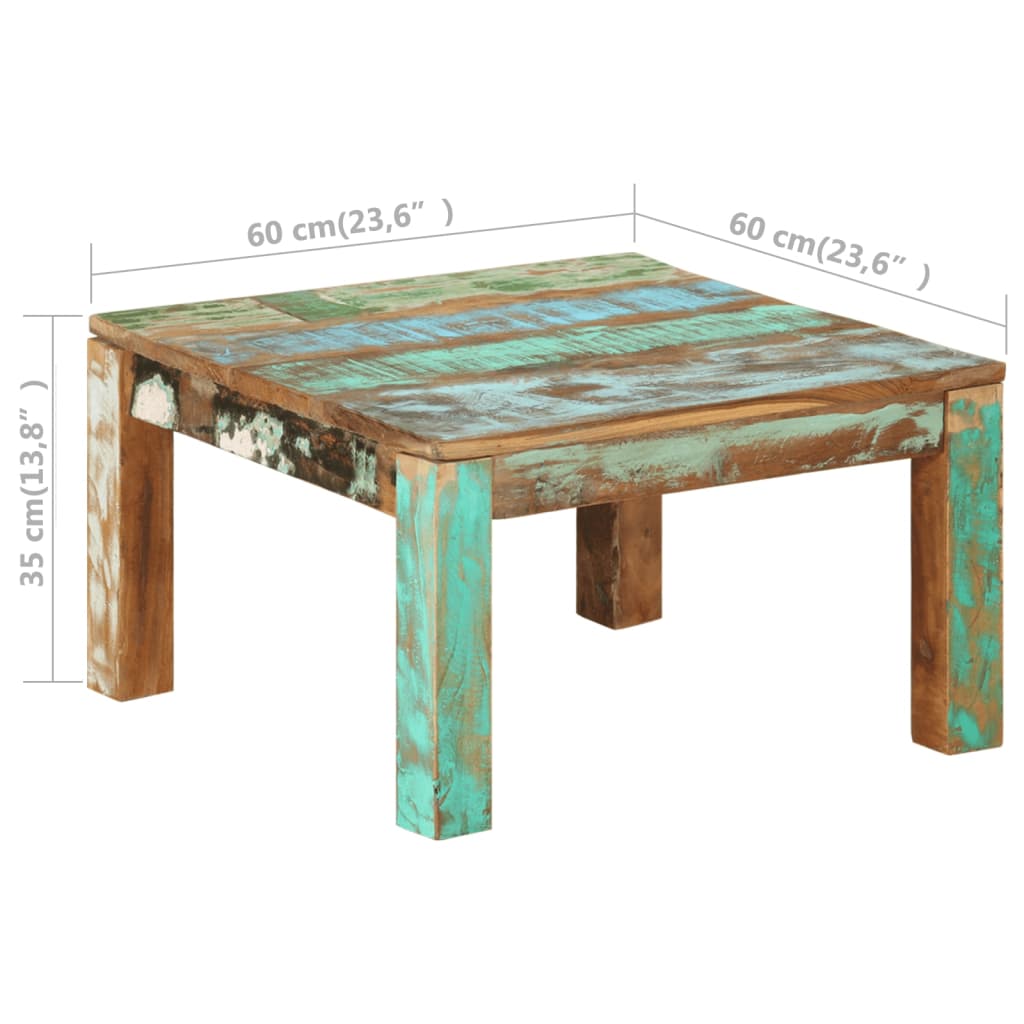 vidaXL Tavolino da Salotto 60x60x35 cm in Legno Massello di Recupero