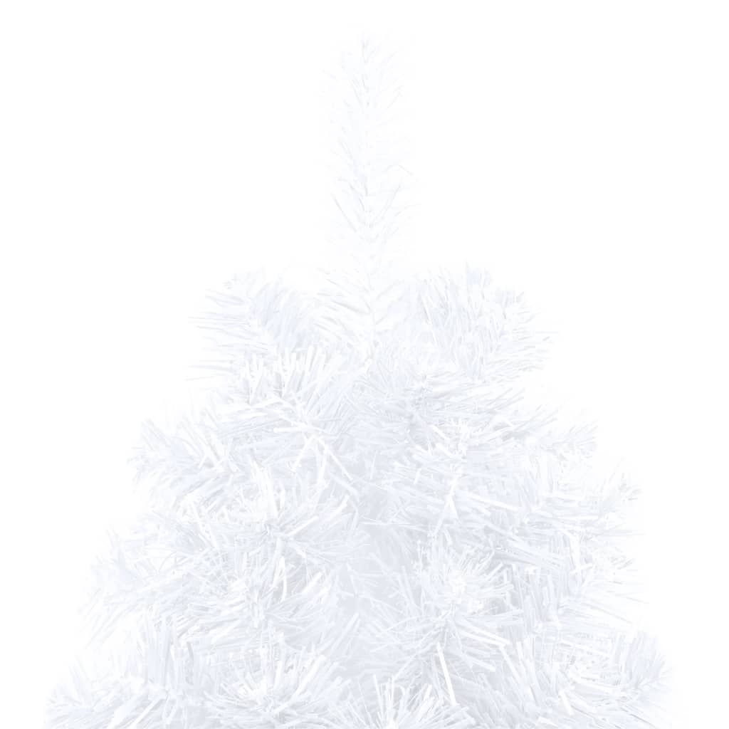 vidaXL Albero di Natale a Metà Preilluminato con Palline Bianco 210 cm