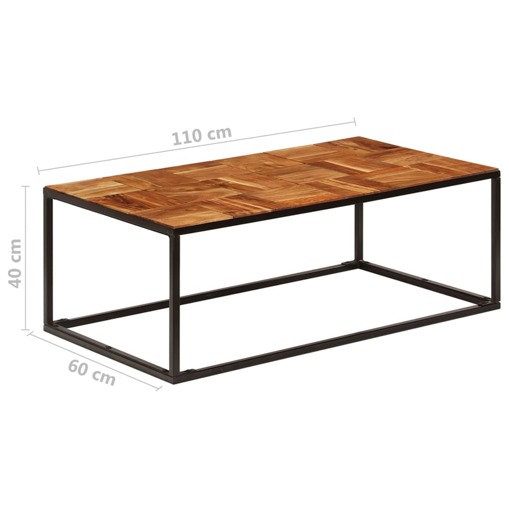 vidaXL Tavolino da Caffè 110x60x40 cm Legno Massello di Acacia Acciaio