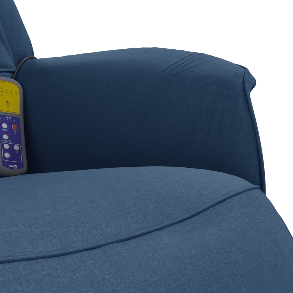 vidaXL Poltrona Reclinabile Massaggiante con Poggiapiedi Blu Tessuto
