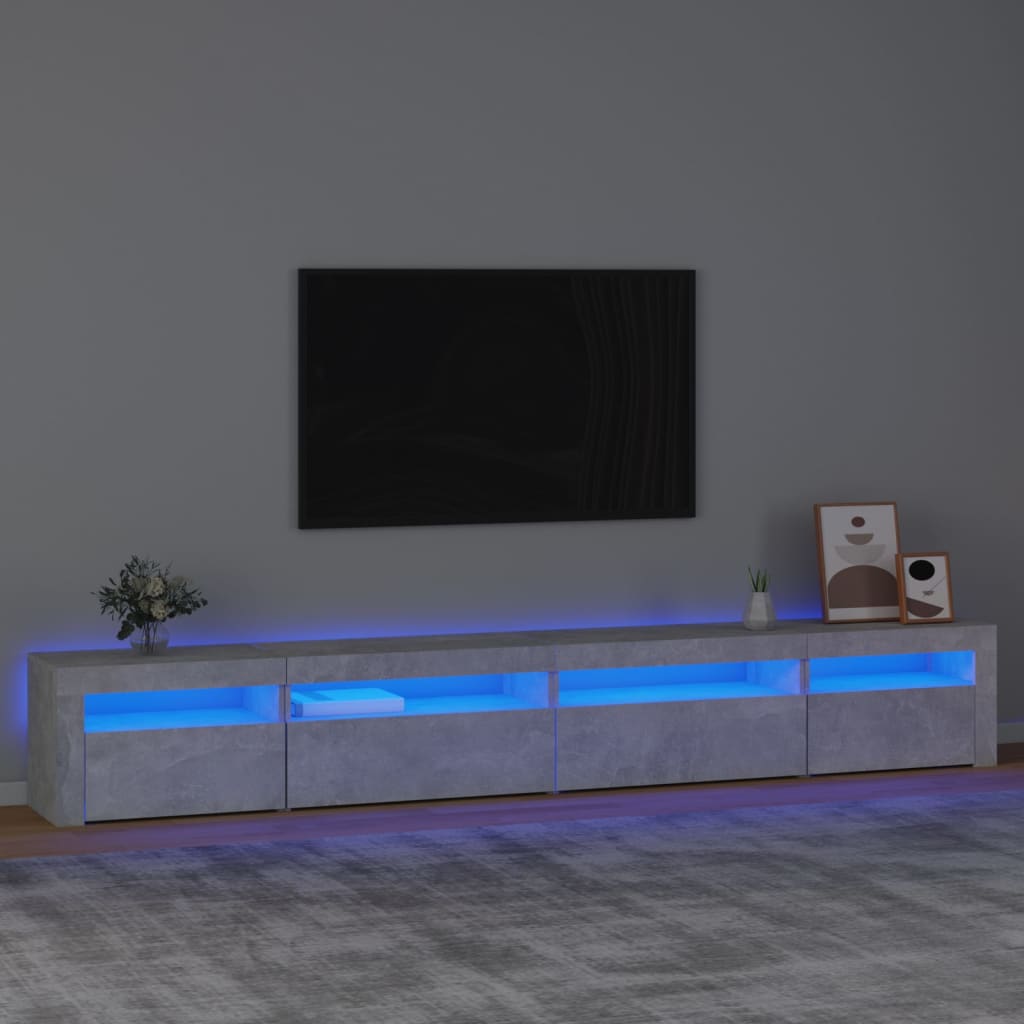 vidaXL Mobile Porta TV con Luci LED Grigio Cemento 270x35x40 cm
