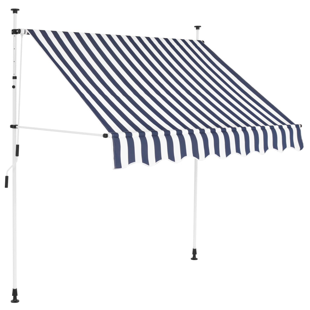 vidaXL Tenda da Sole Retrattile Manuale 150 cm a Strisce Blu e Bianche