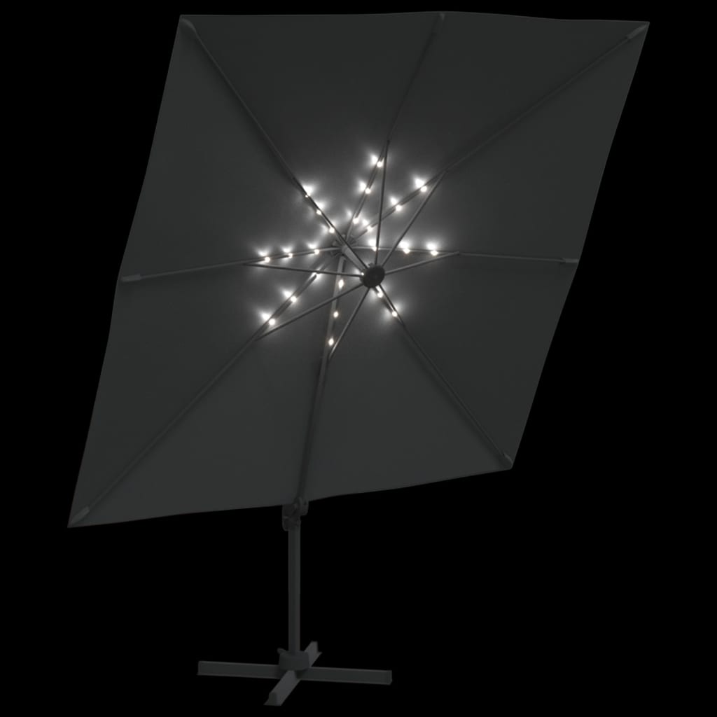 vidaXL Ombrellone a Sbalzo LED Antracite 400x300 cm