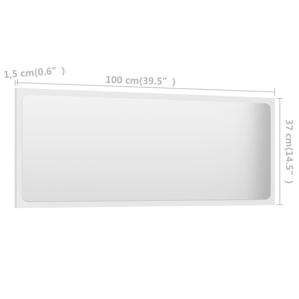 vidaXL Specchio da Bagno Bianco 100x1,5x37 cm in Truciolato