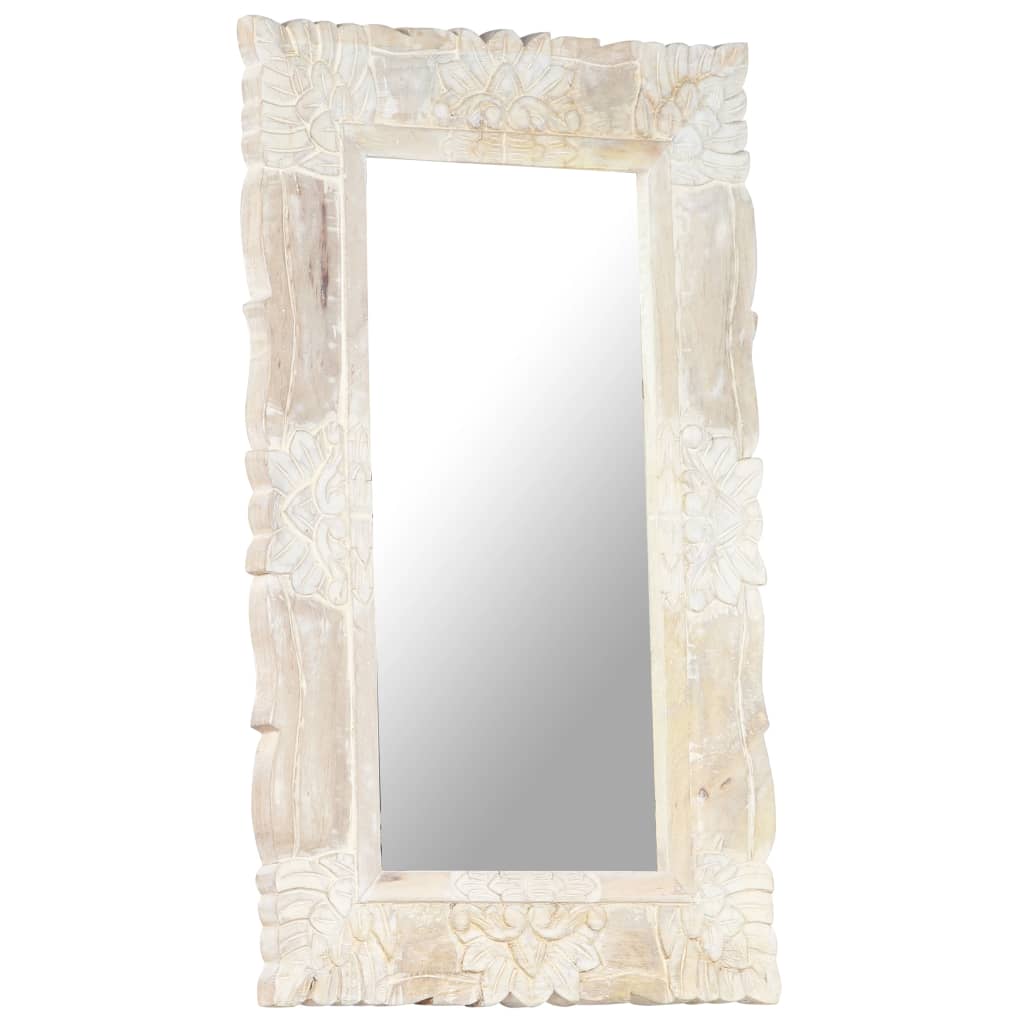 vidaXL Specchio Bianco 80x50 cm in Legno Massello di Mango
