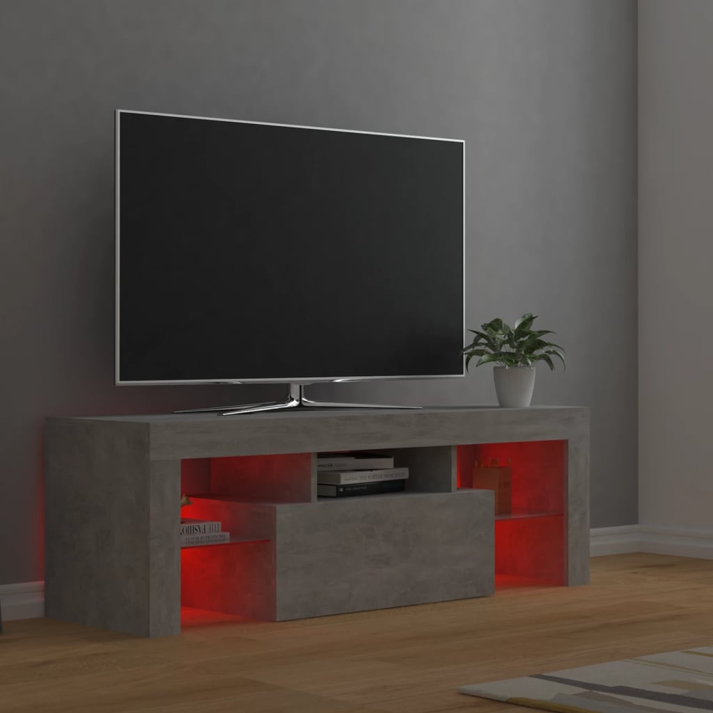 vidaXL Mobile Porta TV con Luci LED Grigio Cemento 120x35x40 cm
