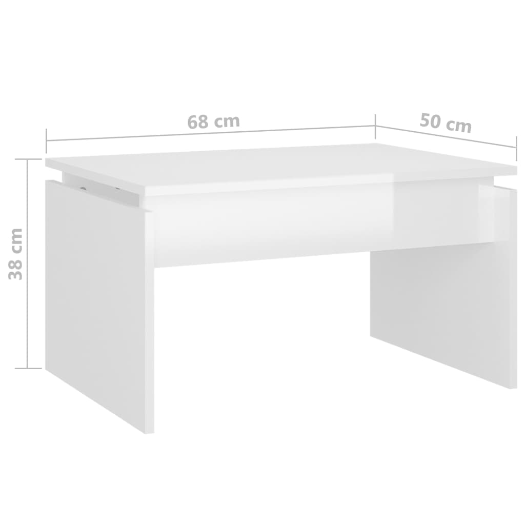 vidaXL Tavolino da Salotto Bianco Lucido 68x50x38 cm Legno Multistrato
