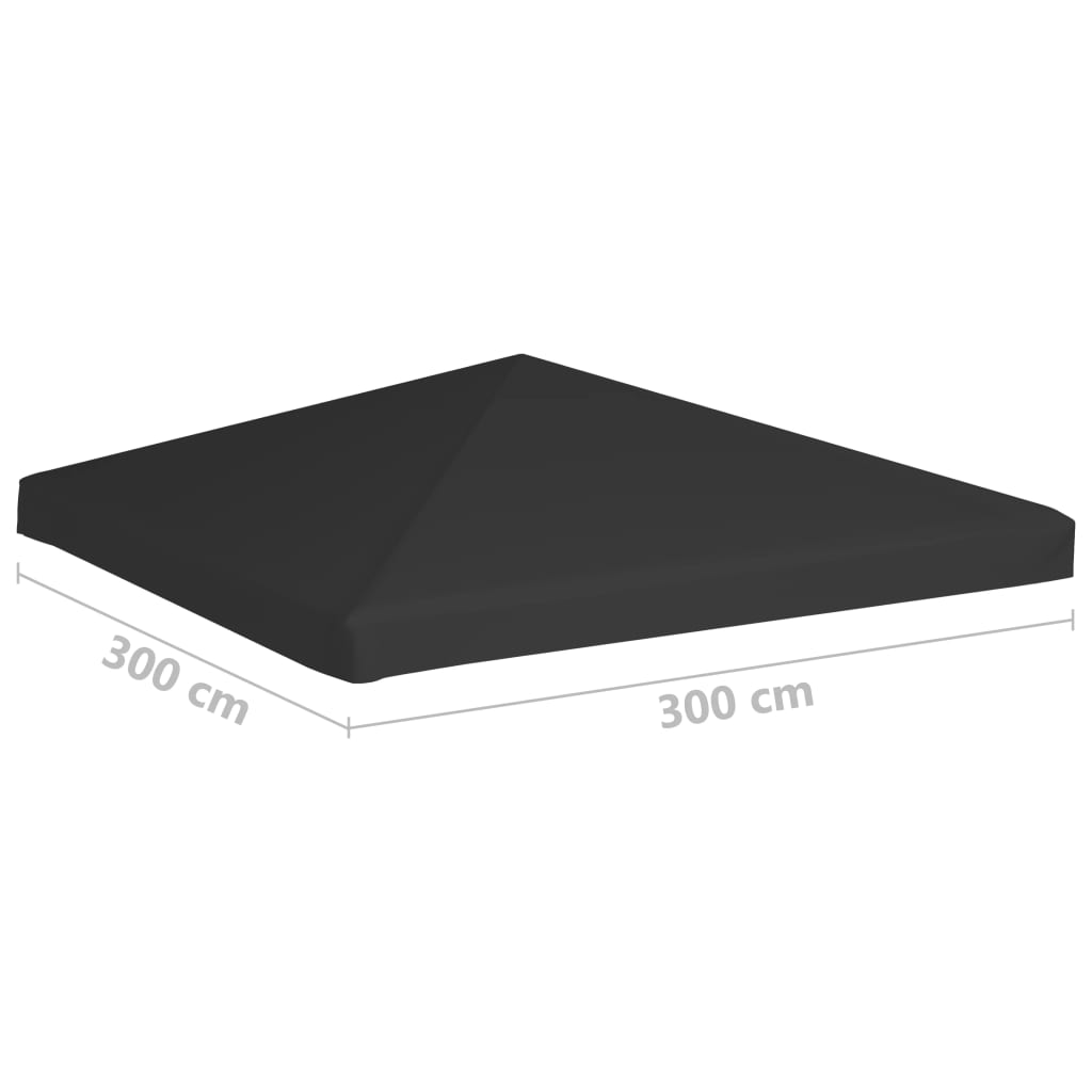 vidaXL Copertura Superiore per Gazebo 270 g/m² 3x3 m Nera