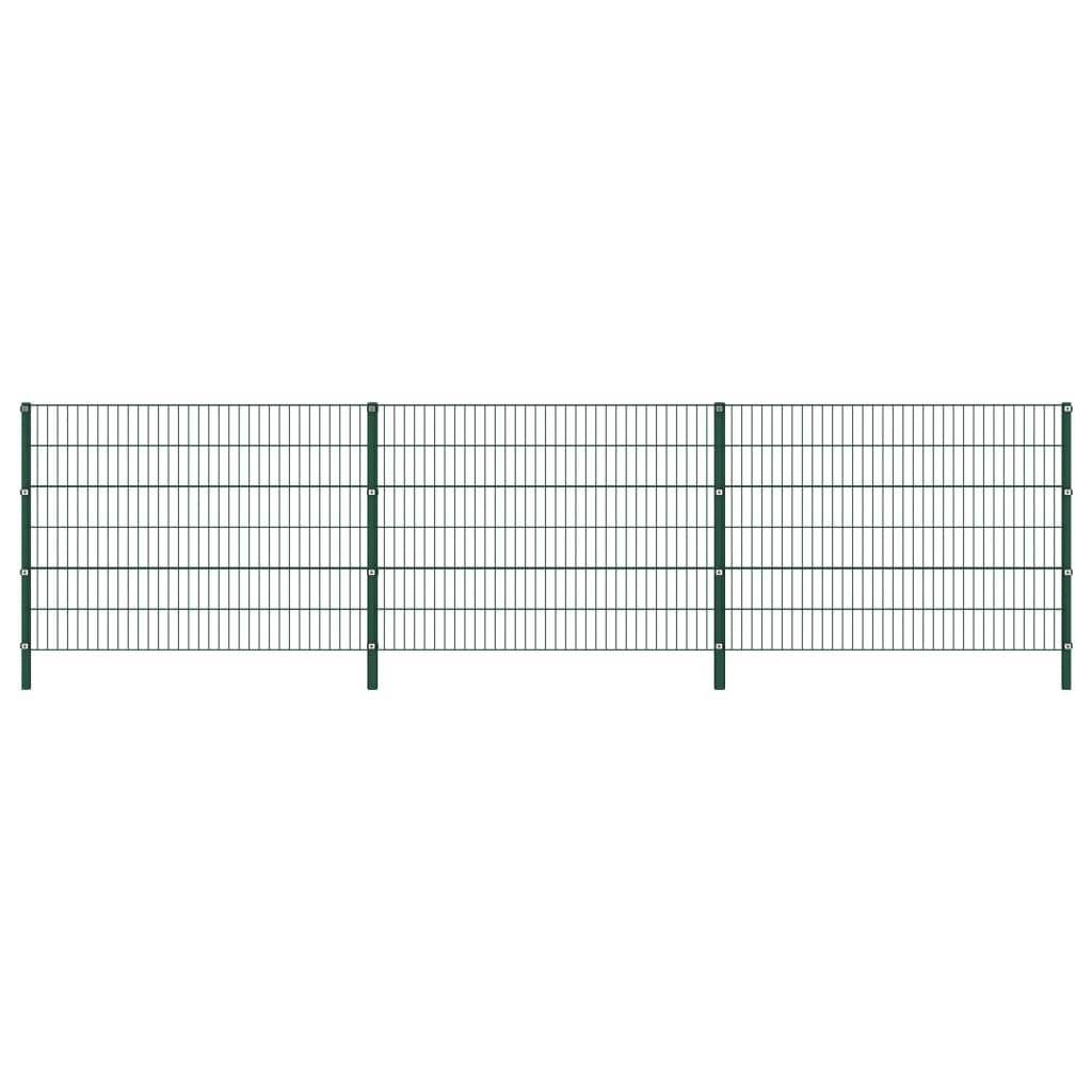 vidaXL Pannello di Recinzione con Pali in Ferro 5,1x1,2 m Verde
