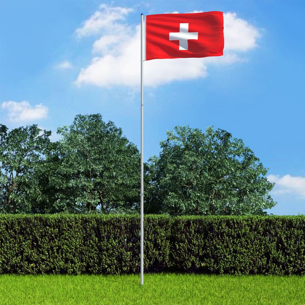 vidaXL Bandiera della Svizzera con Pennone in Alluminio 6 m