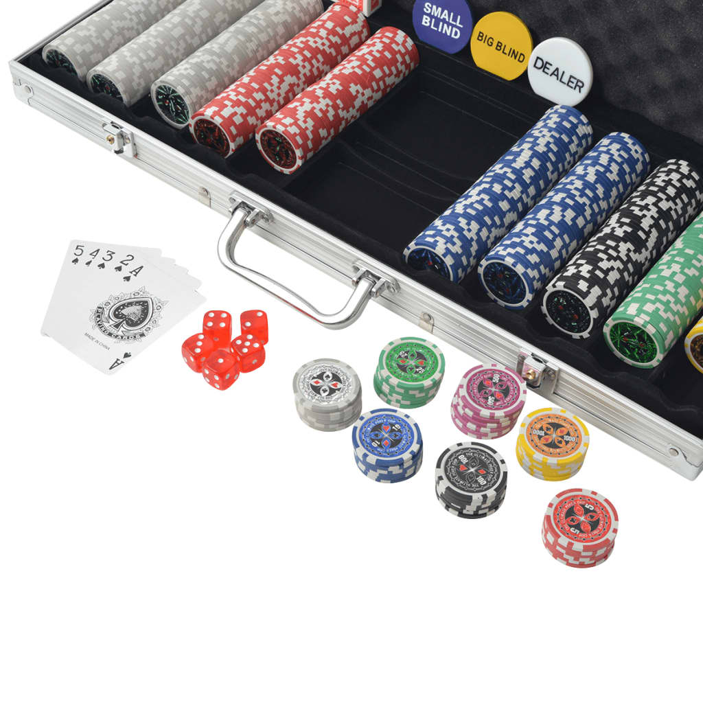 vidaXL Set da Poker con 500 Chips Laser in Alluminio