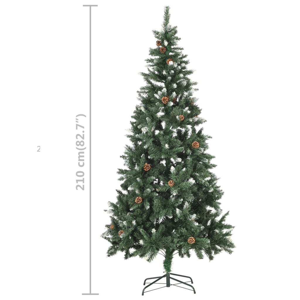 vidaXL Albero di Natale Preilluminato con Palline e Pigne 210 cm