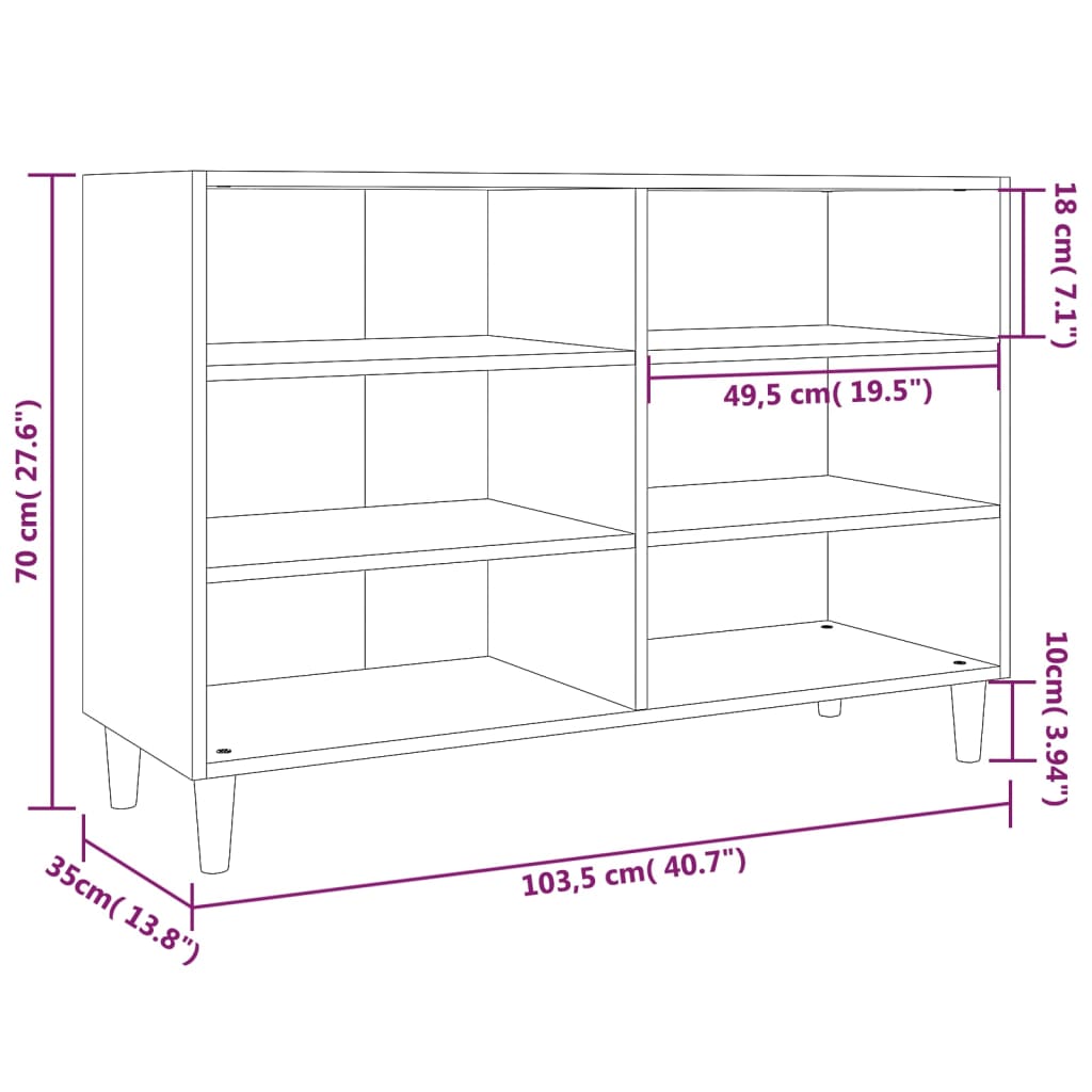 vidaXL Credenza Grigio Sonoma 103,5x35x70 cm in Truciolato