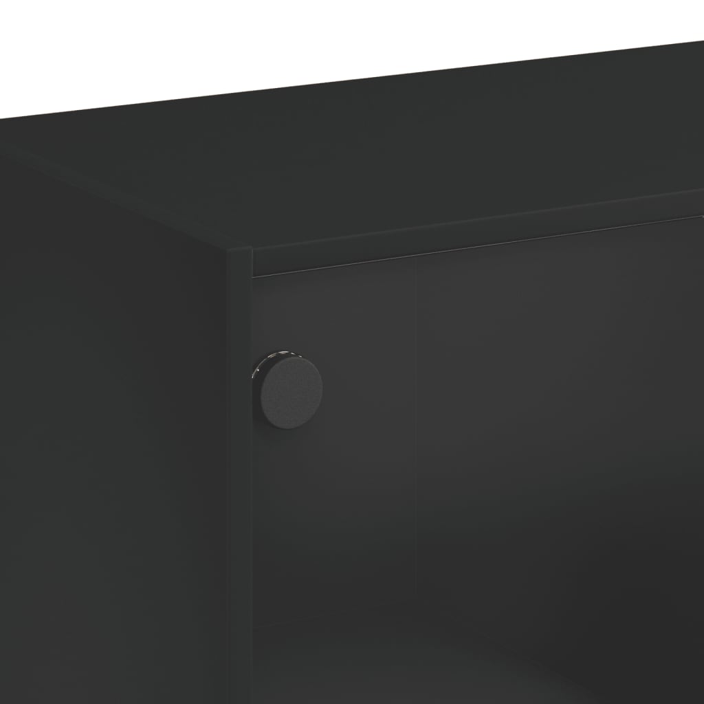 vidaXL Tavolino da Salotto con Ante in Vetro Nero 102x50x42 cm