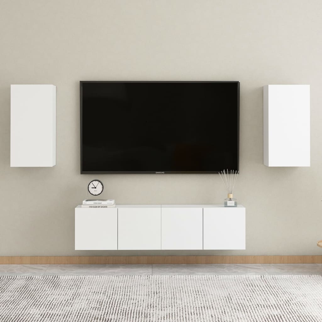 vidaXL Mobile Porta TV Bianco 30,5x30x60 cm in Legno Multistrato