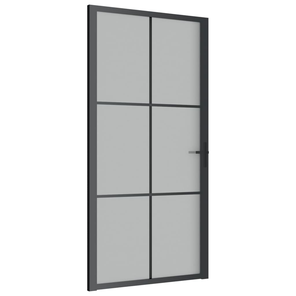 vidaXL Porta Interna 102,5x201,5 cm Nero Opaco in Vetro e Alluminio
