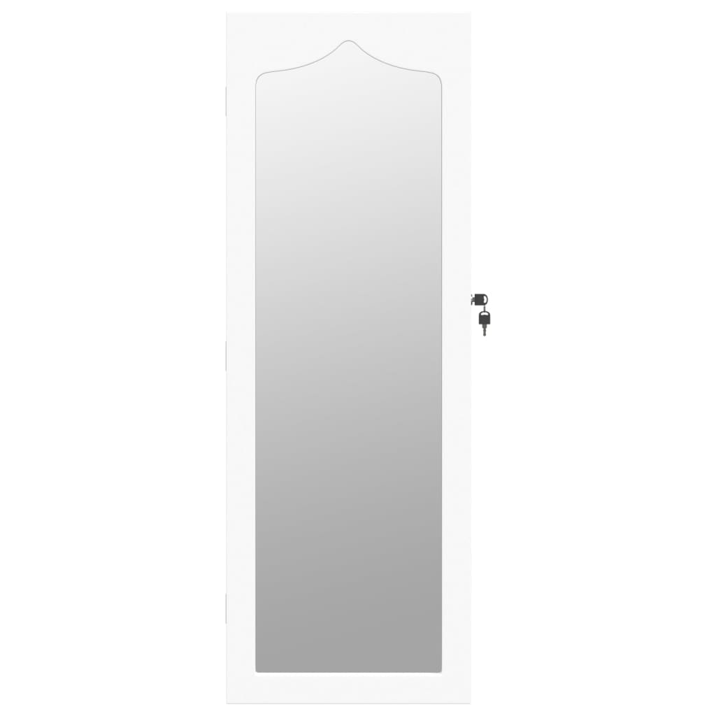 vidaXL Armadio Portagioie con Specchio a Muro Bianco 37,5x10x106 cm