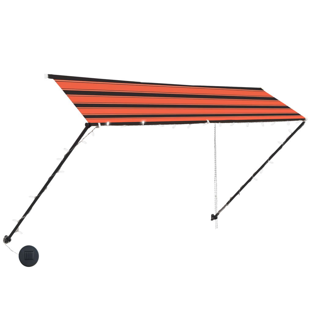 vidaXL Tenda da Sole Retrattile con LED 300x150 cm Arancione e Marrone