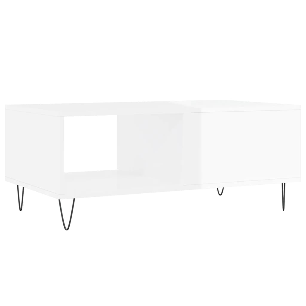 vidaXL Tavolino Salotto Bianco Lucido 90x50x36,5 cm Legno Multistrato