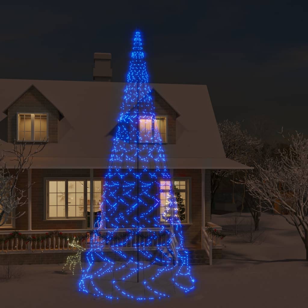 vidaXL Albero di Natale Pennone Blu 3000 LED 800 cm