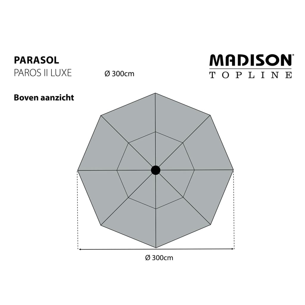 Madison Ombrellone Paros II Luxe 300 cm Grigio Chiaro