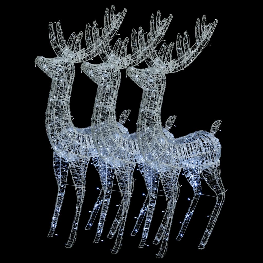 vidaXL Renne di Natale XXL in Acrilico 250 LED 3pz 180cm Bianco Freddo