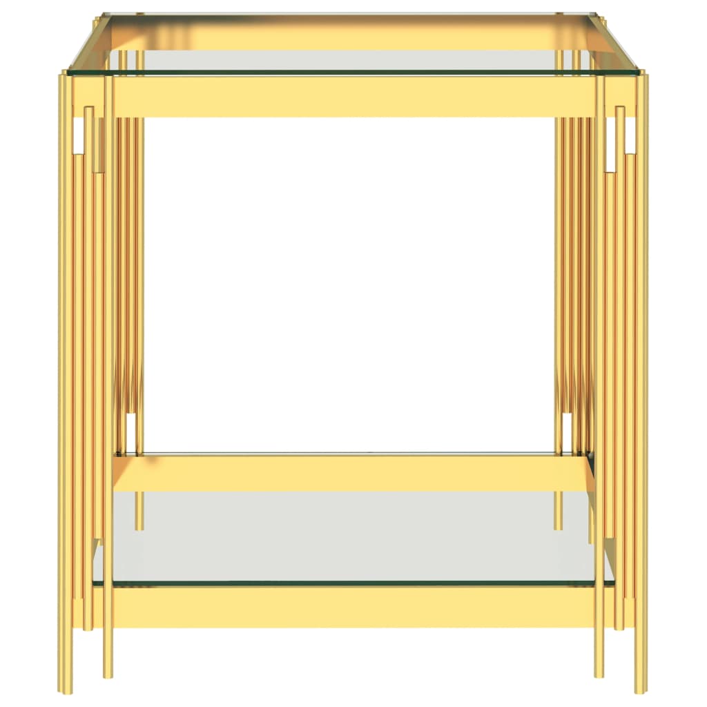 vidaXL Tavolino da Caffè Oro 55x55x55 cm in Acciaio Inox e Vetro