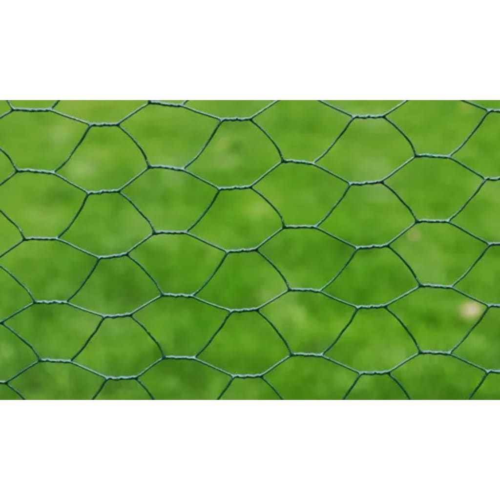 vidaXL Recinzione in Rete Acciaio Zincato Esagonale 1x25 m Verde Scuro