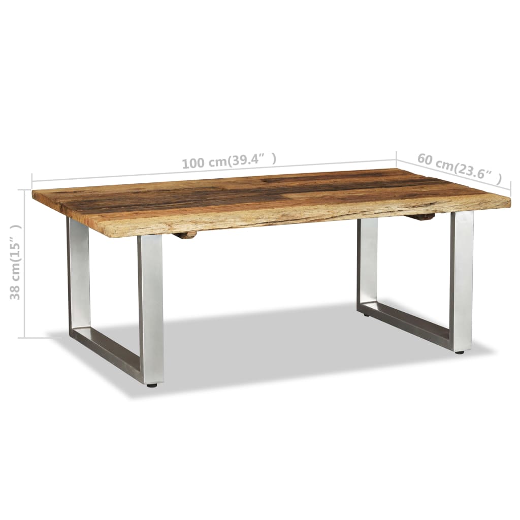 vidaXL Tavolino da Salotto in Legno Massello Recuperato 100x60x38 cm