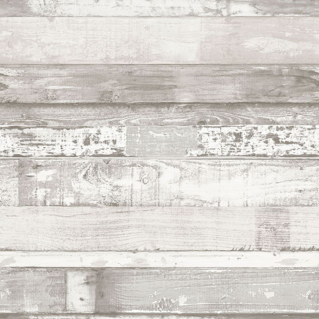Noordwand Carta da Parati Homestyle Wood Bianco Avorio e Grigio