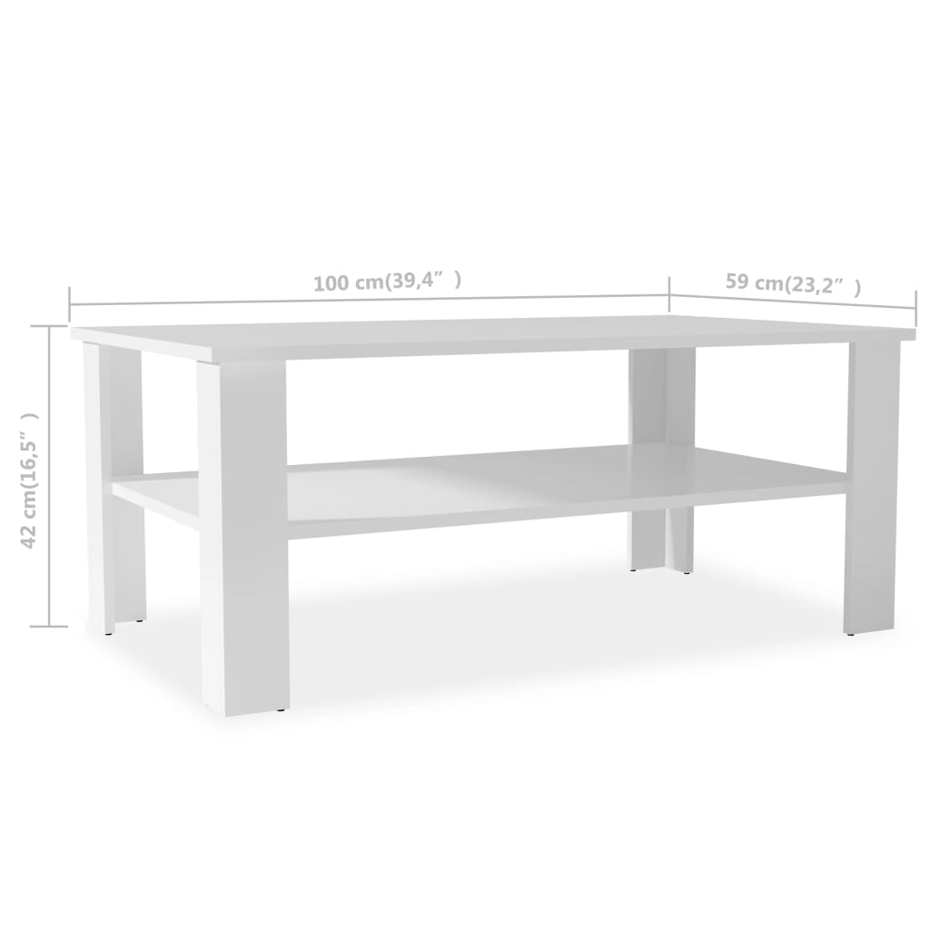 vidaXL Tavolino da Salotto in Legno Multistrato 100x59x42 cm Bianco